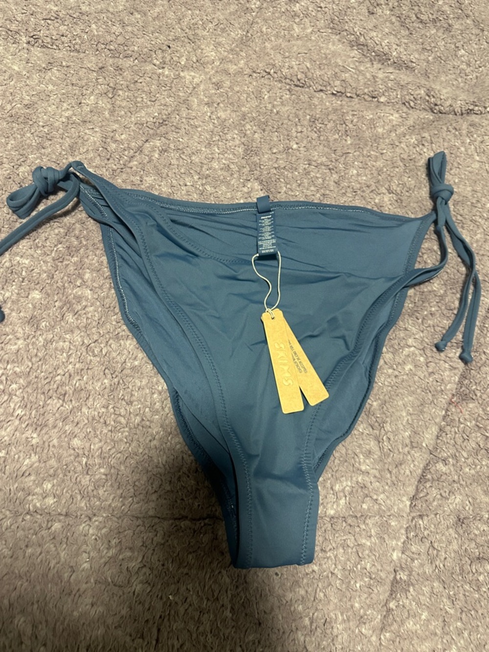 SKIMS Slate Blue Bikini Bottoms with Side Tie Detail